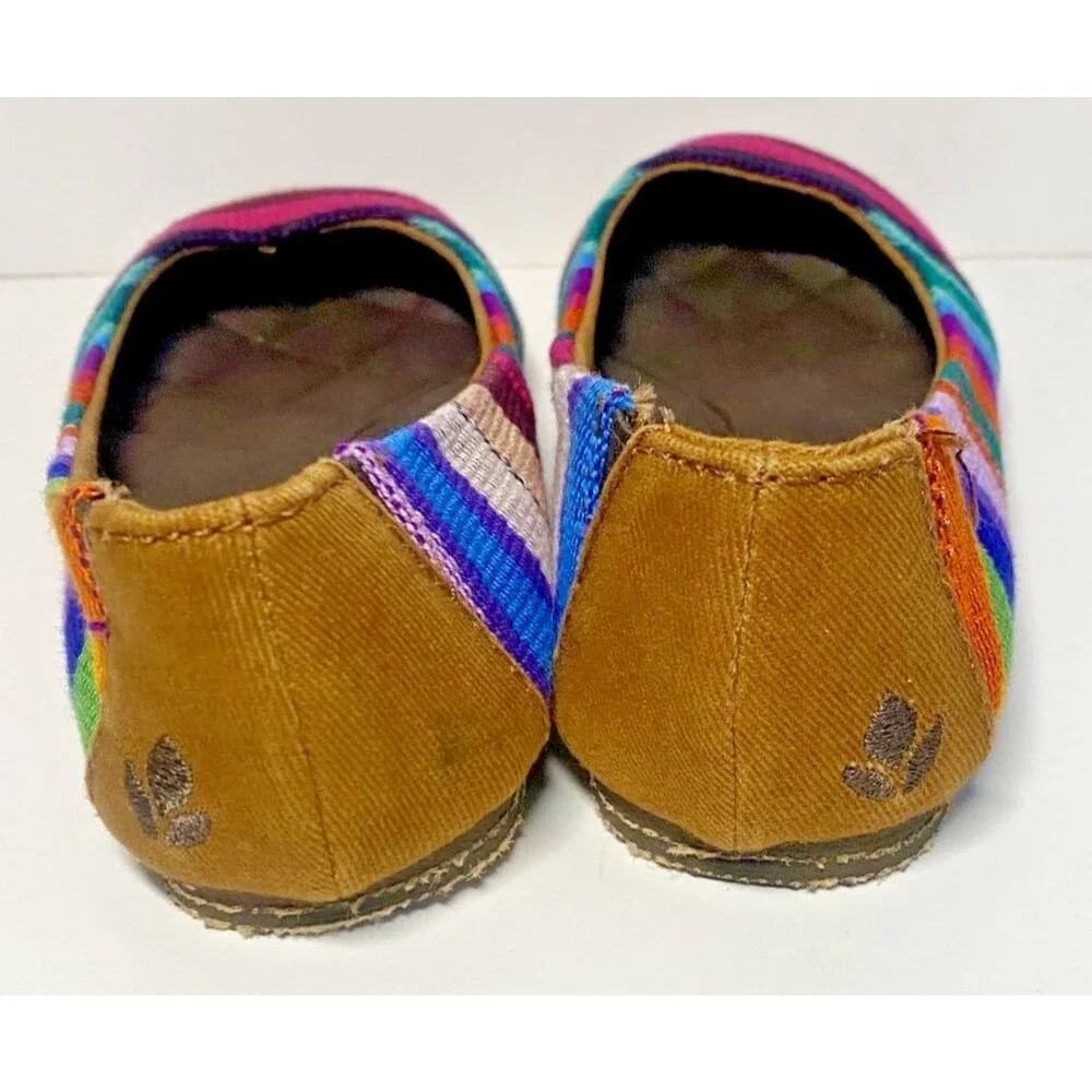 Reef Tropic Girl's Size 11 T Rainbow Stripe Ballet Flats Mex Boho Beach Colorful